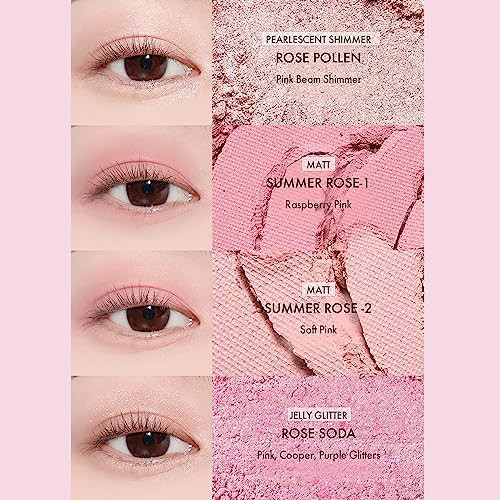 Amuse SEOUL Eye Color Palette Rose Tone 9 Color Eyeshadow Smooth Matte Shimmer Mix Blendable Buildable Shades Vegan Korean Makeup