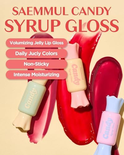 THESAEM Saemmul Candy Syrup Gloss MLBB Pink Korean Plumping Lip Gloss Syrup Shine Volume Layer High Gloss Moisturizing with Candy Like Finish