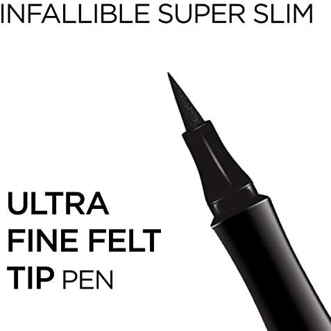 L'Oreal Paris Makeup Infallible Super Slim Long-Lasting Liquid Eyeliner, Ultra-Fine Felt Tip, Quick Drying Formula, Glides on Smoothly, Grey, 0.03 fl oz., 1 Count