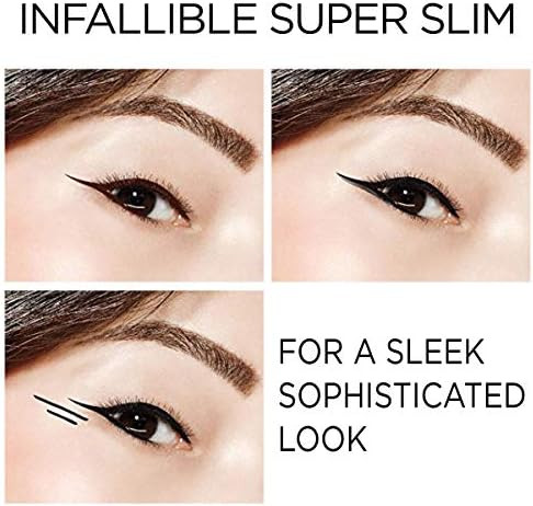 L'Oreal Paris Makeup Infallible Super Slim Long-Lasting Liquid Eyeliner, Ultra-Fine Felt Tip, Quick Drying Formula, Glides on Smoothly, Grey, 0.03 fl oz., 1 Count