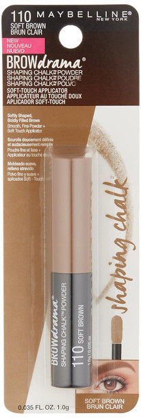 Maybelline New York Brow Drama Shaping Chalk Powder, Medium Brown, 0.035 fl. oz.