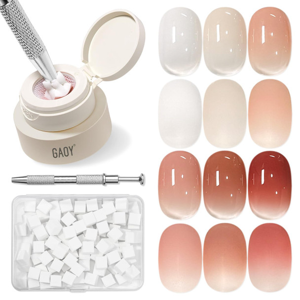 GAOY Cushion Ombre Painting Gel Kit for Aura & Blend Nails, Cherry Blossom