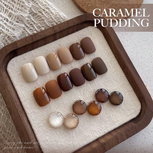 GAOY Brown Nude Gel Nail Polish Set, 6 Fall Colors, Caramel Pudding