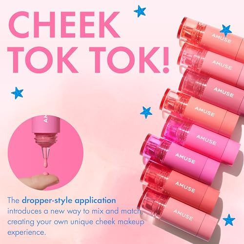 AMUSE SEOUL Cheek Tok Tok Liquid Blush - Soft Velvet Cheek Stain Natural Flush Long Lasting Cheek Tint Buildable Matte Finish Vegan Korean Beauty Makeup