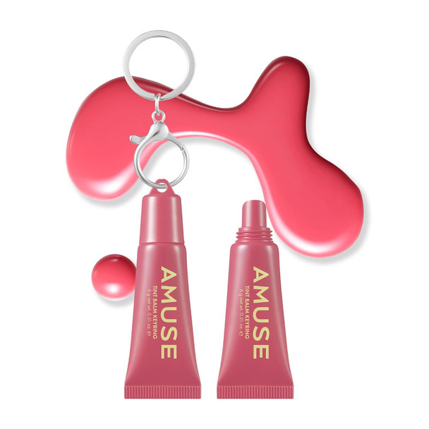 AMUSE SEOUL Care Tint Lip Balm Keyring - Moisturizing Tinted Lip Balm Keychain Hydrating Lip Gloss Soothing Lip Care Glossy Finish Vegan 6g