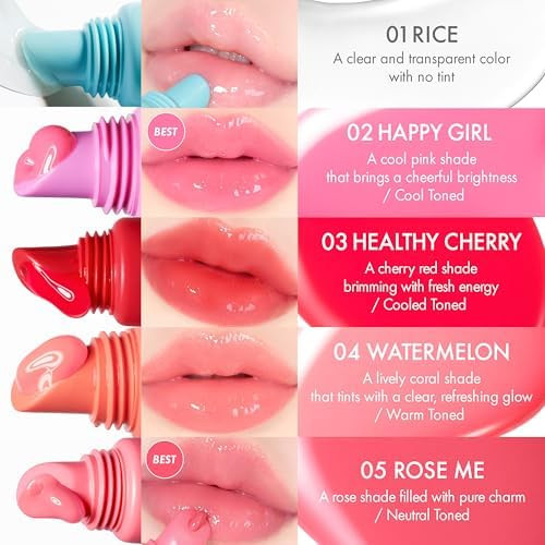 AMUSE SEOUL Care Tint Lip Balm Keyring - Moisturizing Tinted Lip Balm Keychain Hydrating Lip Gloss Soothing Lip Care Glossy Finish Vegan 6g