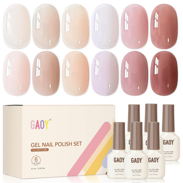 GAOY Rose Garden Jelly Gel Nail Polish Set, 6 Colors