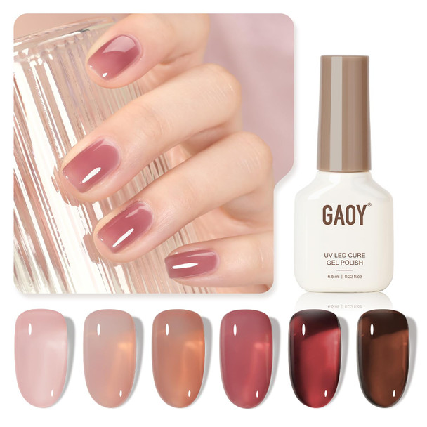 GAOY Rose Garden Jelly Gel Nail Polish Set, 6 Colors