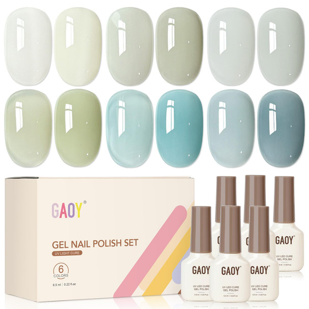 GAOY Rose Garden Jelly Gel Nail Polish Set, 6 Colors