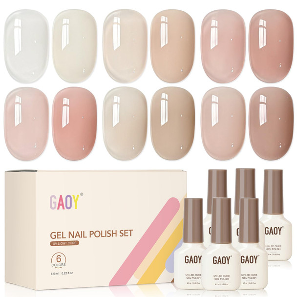 GAOY Rose Garden Jelly Gel Nail Polish Set, 6 Colors