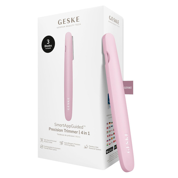 GESKE Precision Trimmer | 4 in 1 | Painless Hygienic Hair Remover | Precise Hair Trimmer Tool | Face & Body | Men & Women | Grooming Device | Hypoallergenic, Easy-to-exchange Blades | All Skin Types