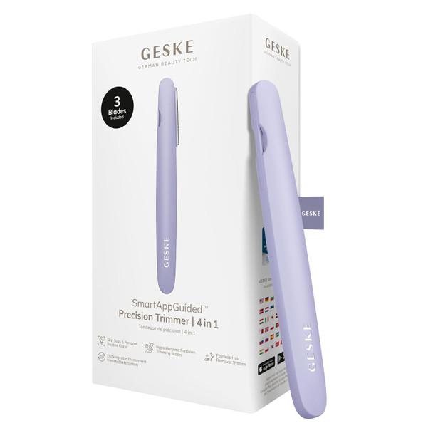 GESKE Precision Trimmer | 4 in 1 | Painless Hygienic Hair Remover | Precise Hair Trimmer Tool | Face & Body | Men & Women | Grooming Device | Hypoallergenic, Easy-to-exchange Blades | All Skin Types