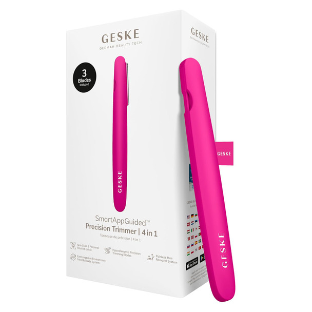 GESKE Precision Trimmer | 4 in 1 | Painless Hygienic Hair Remover | Precise Hair Trimmer Tool | Face & Body | Men & Women | Grooming Device | Hypoallergenic, Easy-to-exchange Blades | All Skin Types