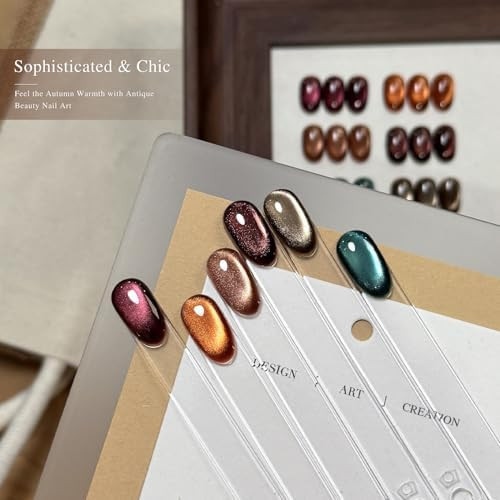 GAOY Glitter Fall Cat Eye Gel Nail Polish Set 6 Colors, Antique Beauty