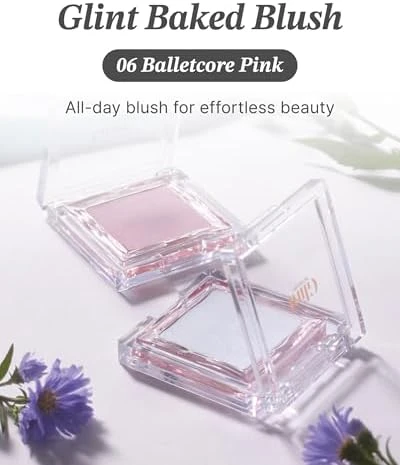 Glint by VDIVOV Glint Baked Blush - Long-Lasting All-Day Face Blush Powder for a Natural Look Korean Skin Care Korean Makeup Blendable Color for Eyes Cheeks & Body