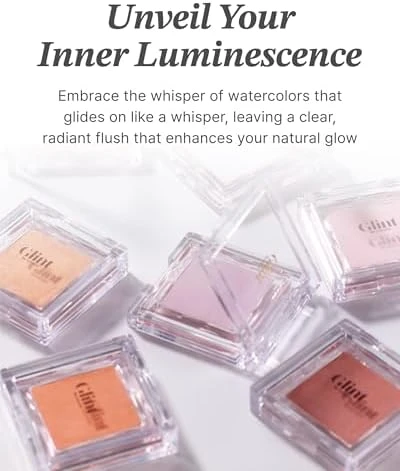 Glint by VDIVOV Glint Baked Blush - Long-Lasting All-Day Face Blush Powder for a Natural Look Korean Skin Care Korean Makeup Blendable Color for Eyes Cheeks & Body