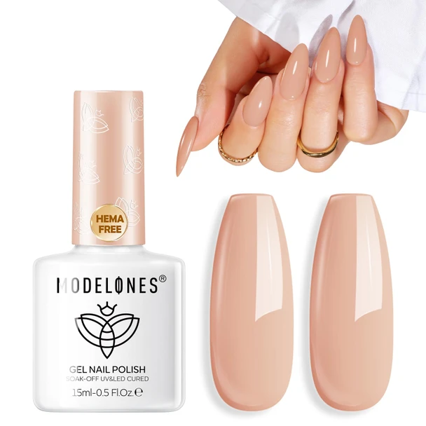 modelones HEMA-Free White Gel Nail Polish 15ml, 28+ Days Long Lasting, UV LED Soak Off, 15ml Summer Nail Art & Suit for French Tip, Glazed Clean Girl