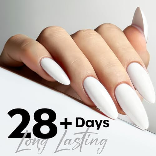 modelones HEMA-Free White Gel Nail Polish 15ml, 28+ Days Long Lasting, UV LED Soak Off, 15ml Summer Nail Art & Suit for French Tip, Glazed Clean Girl