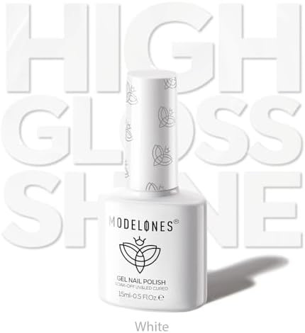 modelones HEMA-Free White Gel Nail Polish 15ml, 28+ Days Long Lasting, UV LED Soak Off, 15ml Summer Nail Art & Suit for French Tip, Glazed Clean Girl