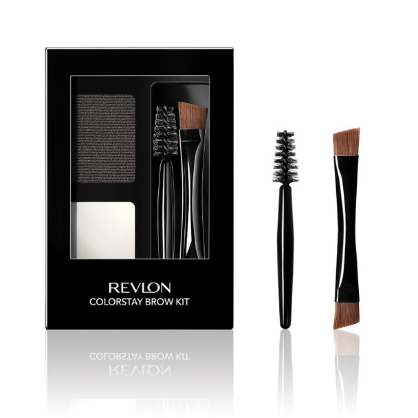 Revlon ColorStay Brow Kit, Includes Longwear Brow Powder Clear Pomade Dual-Ended Angled Tip Eyebrow Brush & Spoolie Brush