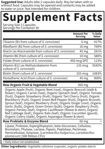 Garden of Life Vitamin Code Raw B-Complex plus Probiotics, 60ct
