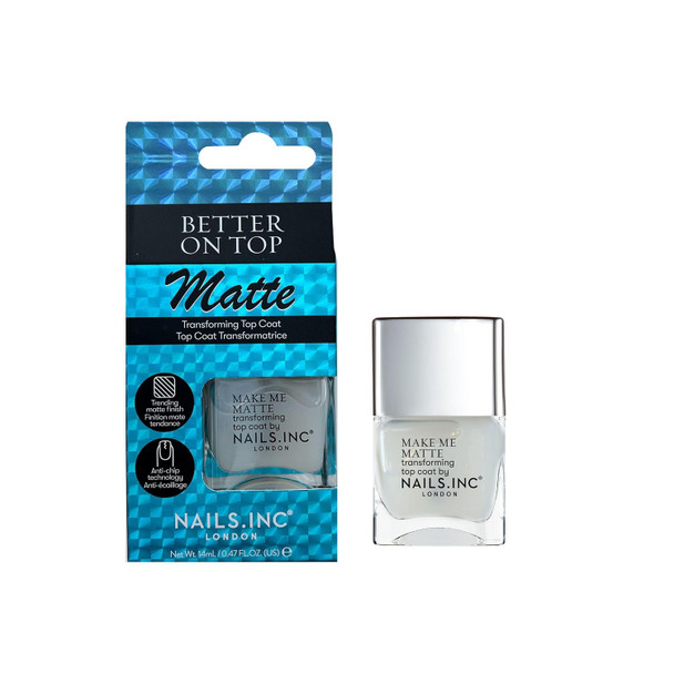 Nails Inc Better On Top Make Me Matte Quick Dry Vegan Top Coat 0.47 Fl Oz