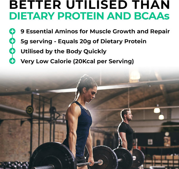 Love Life Supplements Essential Amino Acids Powder Full Spectrum EAA & BCAA Drink for Muscle Recovery, Apple & Kiwi Flavour 60 Servings High Strength Intra Workout Supplement