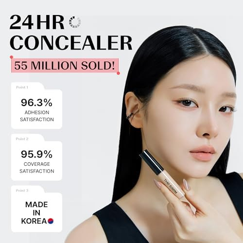 THESAEM Cover Perfection Tip Concealer  for Light Skin Tones 20-21  High Coverage Long Lasting Concealer Korean Makeup for Dark Circles & Blemishes