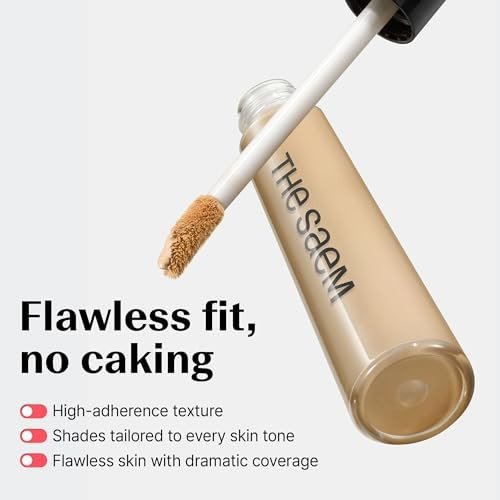 THESAEM Cover Perfection Tip Concealer  for Light Skin Tones 20-21  High Coverage Long Lasting Concealer Korean Makeup for Dark Circles & Blemishes