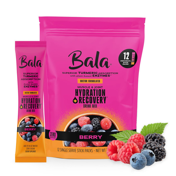 Bala Enzyme Hydration & Sugar Free Hydration Packets Turmeric Drink Mix May Contribute to Overall Wellness Zero Sugar Electrolytes Powder