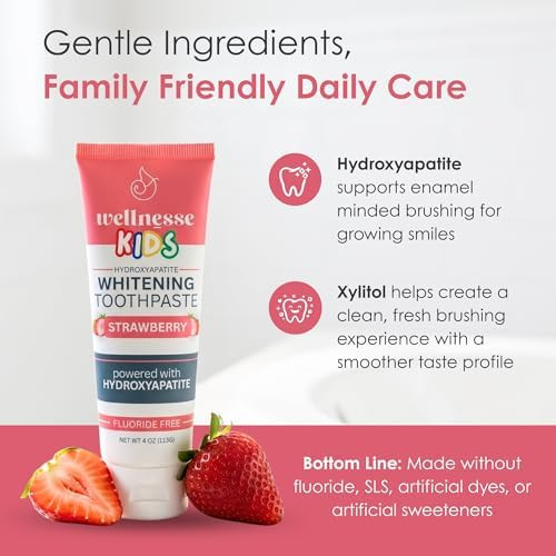 Wellnesse Hydroxyapatite Toothpaste Whitening Fluoride Free Strawberry