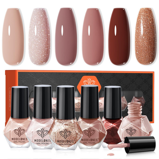 modelones Jelly Nail Polish, 6 Colors Quick Dry Nude Pink Nail Polish Set