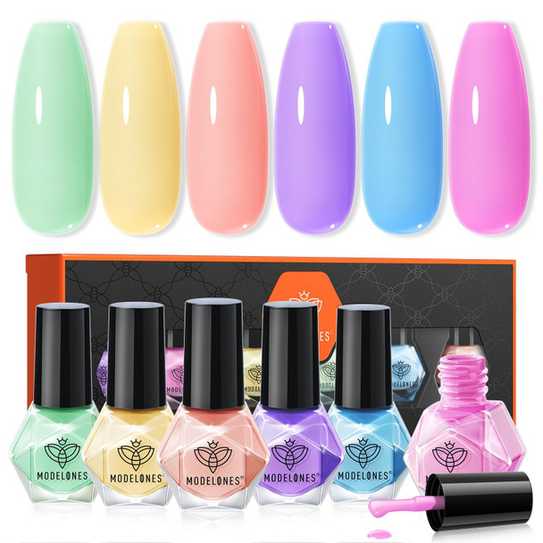 modelones Jelly Nail Polish, 6 Colors Quick Dry Nude Pink Nail Polish Set