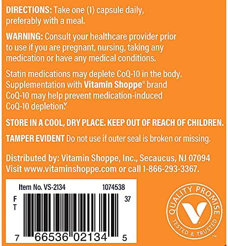 The Vitamin Shoppe Brand CoQ-10 200 MG Capsules