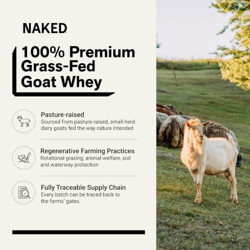 NAKED Goat Vanilla Protein Powder Pasture Fed Goat Whey Protein Powder from Small-Herd Dairies - Only 3 Ingredients GMO Free Soy Free All Natural  23 Grams of Protein 25 Servings