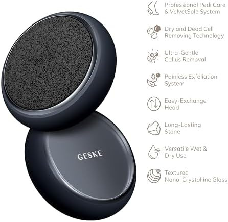 GESKE Dual Foot Smoothener | 8 in 1 | Two-Sided Foot File | Pumice Stone & Nano-Crystalline Glass | For Soft, Smooth Feet | Advanced Callus Removal & Exfoliation | Ideal for Your Pedicure Set