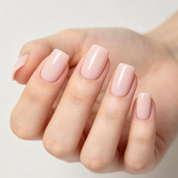 Modelones French Tip Press on Nails Short Square, Pink White Fake Nails