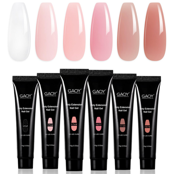 GAOY 6-Color Poly Gel Set for Nail Extensions, Builder Gel