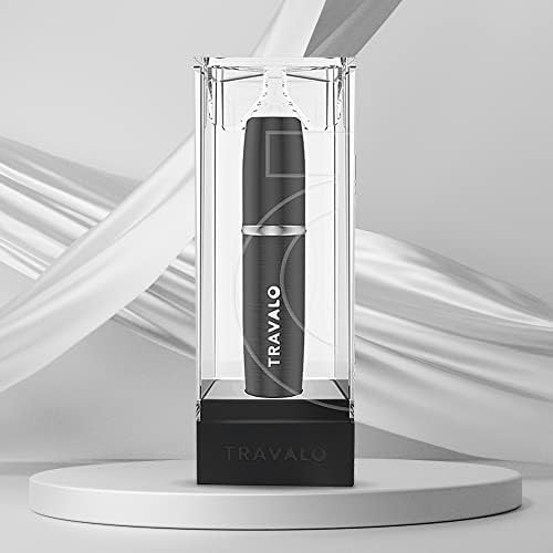 Travalo LUX Perfume Atomizer - Leak-Proof and TSA Approved for Air Travel - Reusable Airtight Easy Fill Mini Pump Sprayer - Lightweight Portable - Brushed Polished Metal Alloy Outer Shell - Black