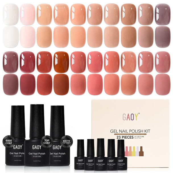 GAOY 23 Pcs Gel Nail Polish Set, 20 Fall Colorful Colors