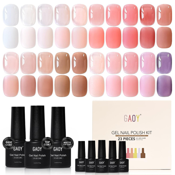 GAOY 23 Pcs Gel Nail Polish Set, 20 Fall Colorful Colors