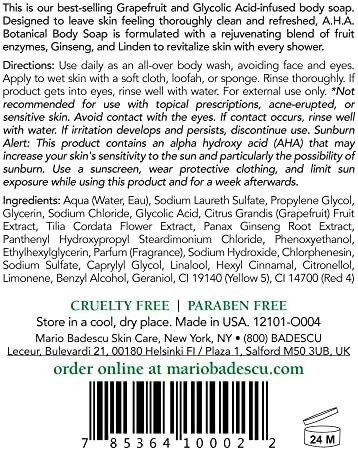 Mario Badescu AHA Botanical Body Wash Moisturizing Clarifying and Gentle Exfoliating Wash for Brighter Softer and Smoother Skin  Body Soap Infused with Glycolic Acid & Fruit Enzymes