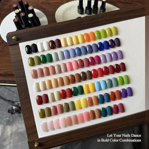 GAOY 60 Pcs Gel Nail Polish Set, 55 Colors at Home Manicure Gel Polish Kit