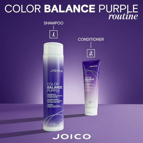 Joico Color Balance Purple Conditioner For Cool Blonde or Gray Hair  Eliminate Brassy Yellow Tones  Boost Color Vibrancy and Shine  UV Protection  With Rosehip Oil and Green Tea Extract