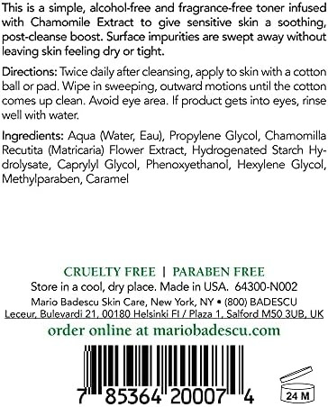 Mario Badescu Chamomile Cleansing Lotion Alcohol Free & Fragrance Free Toner for Face  Soothing Calming Non Drying Pore Cleanser Skin Care