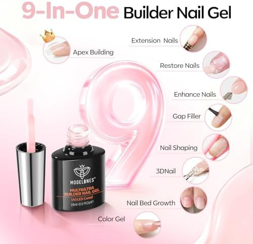 modelones Builder Nail Gel,No Top Coat Needed Builder for Nails Nude