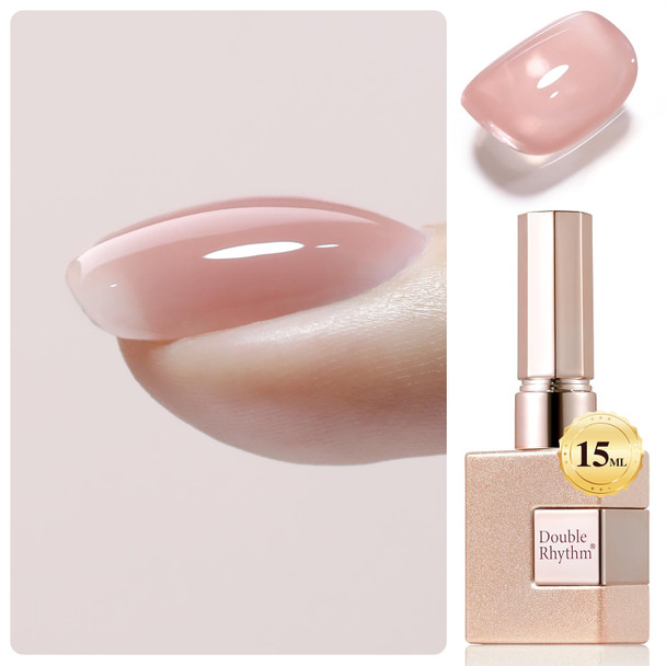 Double Rhythm Clear Gel Nail Polish 15ml Nail Strengthener Builder in a Bottle Nail Extension Hard Gel Soak Off Long Lasting UV Gel (Pale Nude 8 in 1-10)
