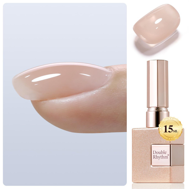 Double Rhythm Clear Gel Nail Polish 15ml Nail Strengthener Builder in a Bottle Nail Extension Hard Gel Soak Off Long Lasting UV Gel (Pale Nude 8 in 1-10)