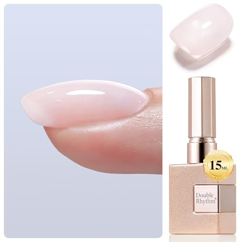 Double Rhythm Clear Gel Nail Polish 15ml Nail Strengthener Builder in a Bottle Nail Extension Hard Gel Soak Off Long Lasting UV Gel (Pale Nude 8 in 1-10)