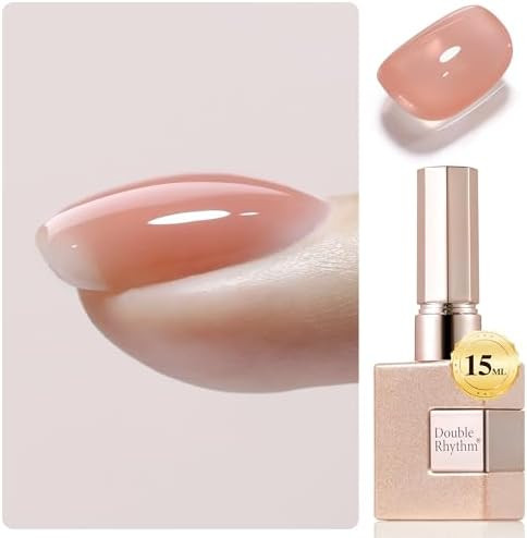 Double Rhythm Clear Gel Nail Polish 15ml Nail Strengthener Builder in a Bottle Nail Extension Hard Gel Soak Off Long Lasting UV Gel (Pale Nude 8 in 1-10)